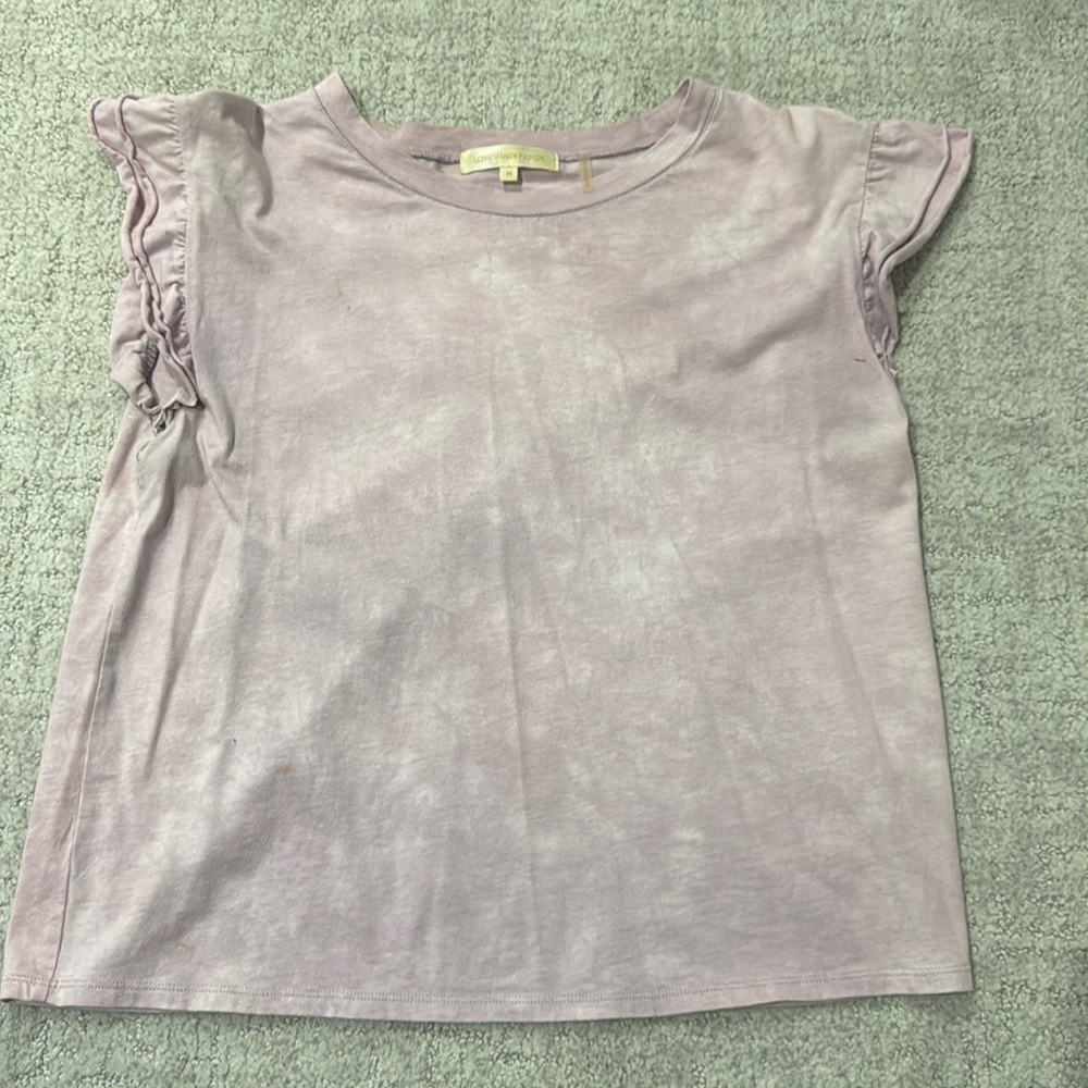 Loveshackfancy purple ruffle sleeve tshirt size medium